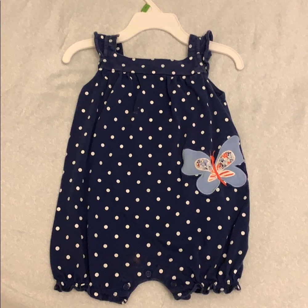 Carters Navy Polka Dot Romper Sz 12mo